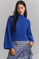 The Katey Mock-Neck Bell-Sleeve Sweater by Maeve