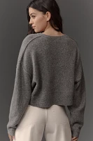 Pilcro Cropped Crew-Neck Oversized Sweater