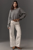 Pilcro Cropped Crew-Neck Oversized Sweater