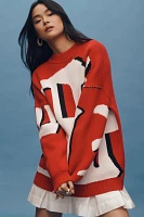 Maeve Oversized Graphic Monogram Sweater