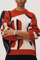 Maeve Oversized Graphic Monogram Sweater