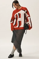 Maeve Oversized Graphic Monogram Sweater