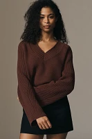 By Anthropologie Bell-Sleeve V-Neck Sweater