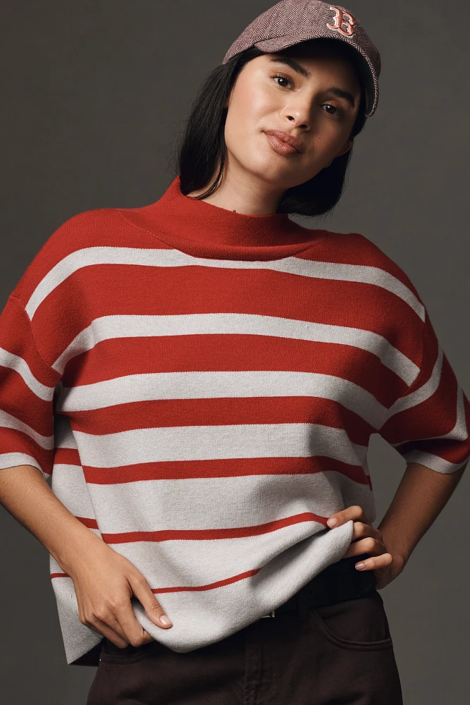 The Carys Mock-Neck Sweater by Maeve: Short-Sleeve Edition