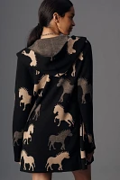 Maeve Oversized Open-Front Horse Pattern Cardigan Sweater