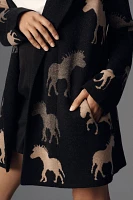 Maeve Oversized Open-Front Horse Pattern Cardigan Sweater