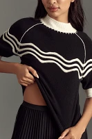 Maeve Cashmere Ruffle-Sleeve Mock-Neck Sweater