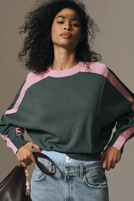 Maeve Dolman Sleeve Crew-Neck Color-Blocked Sweater