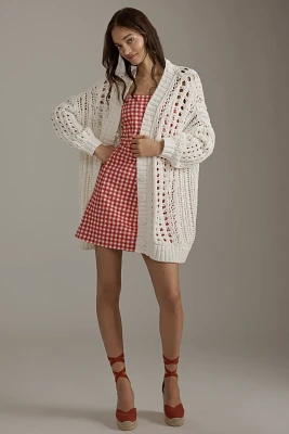 Maeve Oversized Open-Stitch Long Sleeve Cardigan Sweater