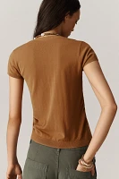 By Anthropologie Cardigan Ruched Short-Sleeve V-Neck Sweater