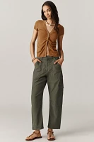 By Anthropologie Cardigan Ruched Short-Sleeve V-Neck Sweater