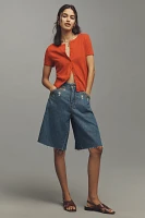 The Juliet Cotton Cashmere Crew-Neck Cardigan Sweater: Short-Sleeve Edition
