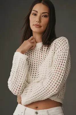 Line & Dot Open-Stitch Sweater