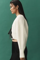 By Anthropologie Rhea Bow-Front Crop Cardigan Sweater