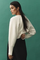 By Anthropologie Rhea Bow-Front Crop Cardigan Sweater