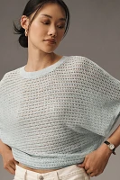 Pilcro Short-Sleeve Open-Stitch Dolman Sweater