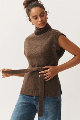 Maeve Turtleneck Belted Cashmere Sweater Vest