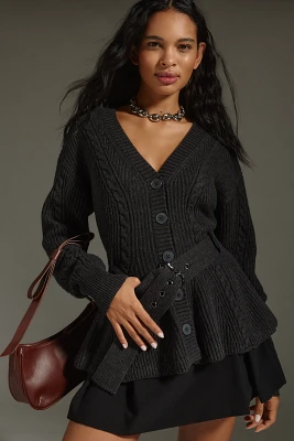 Maeve Belted Cable Cardigan Sweater