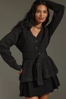 Maeve Belted Cable Cardigan Sweater