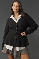 Maeve Belted Cable Cardigan Sweater