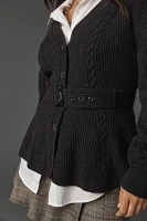 Maeve Belted Cable Cardigan Sweater