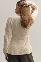 Maeve Belted Cable Cardigan Sweater