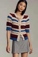 Maeve Short-Sleeve Fuzzy Cardigan Sweater