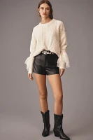 By Anthropologie Tulle-Sleeve Sweater