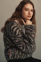 Pilcro Fuzzy Animal Print Cardigan Sweater