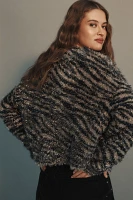 Pilcro Fuzzy Animal Print Cardigan Sweater