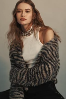 Pilcro Fuzzy Animal Print Cardigan Sweater