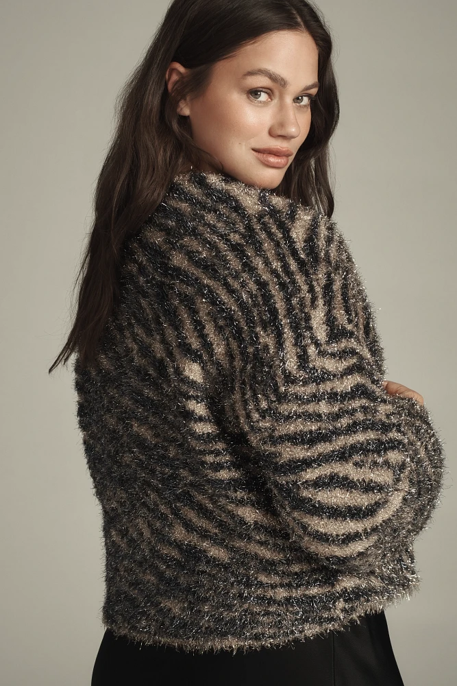 Pilcro Fuzzy Animal Print Cardigan Sweater