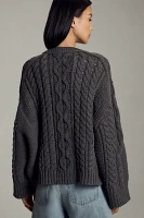 Maeve Wide-Sleeve Cable-Knit Sweater