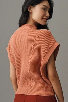 By Anthropologie Mock-Neck Short-Sleeve Ribbed Sweater Vest