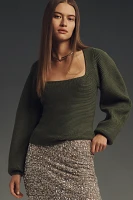 Maeve Square-Neck Wide-Sleeve Sweater