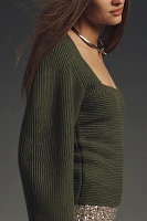 Maeve Square-Neck Wide-Sleeve Sweater