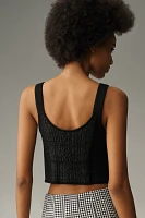 Pilcro Scoop-Neck Zip-Front Corset Sweater