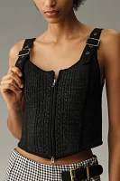 Pilcro Scoop-Neck Zip-Front Corset Sweater