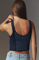 Pilcro Scoop-Neck Zip-Front Corset Sweater