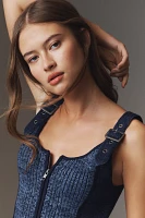 Pilcro Scoop-Neck Zip-Front Corset Sweater