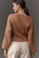 By Anthropologie Half-Zip Wide-Sleeve Sweater