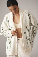 By Anthropologie Floral Open-Front Cardigan Sweater