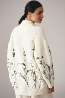 By Anthropologie Floral Open-Front Cardigan Sweater