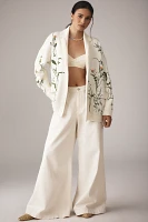 By Anthropologie Floral Open-Front Cardigan Sweater