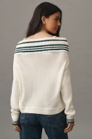 Maeve Off-The-Shoulder V-Boatneck Sweater