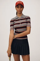 Maeve Short-Sleeve Quarter-Zip Polo Sweater