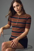 Maeve Short-Sleeve Quarter-Zip Polo Sweater