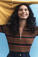 Maeve Short-Sleeve Quarter-Zip Polo Sweater