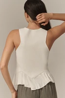 Maeve Chevron Ruffle-Hem Cardigan Sweater Tank