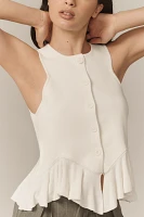 Maeve Chevron Ruffle-Hem Cardigan Sweater Tank
